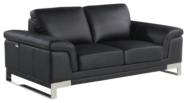 Naples Contemporary Genuine Italian Leather Loveseat - Contemporary ... in The Cultural Heritage Behind Naples Contemporary Genuine Italian Leather Sofa Black