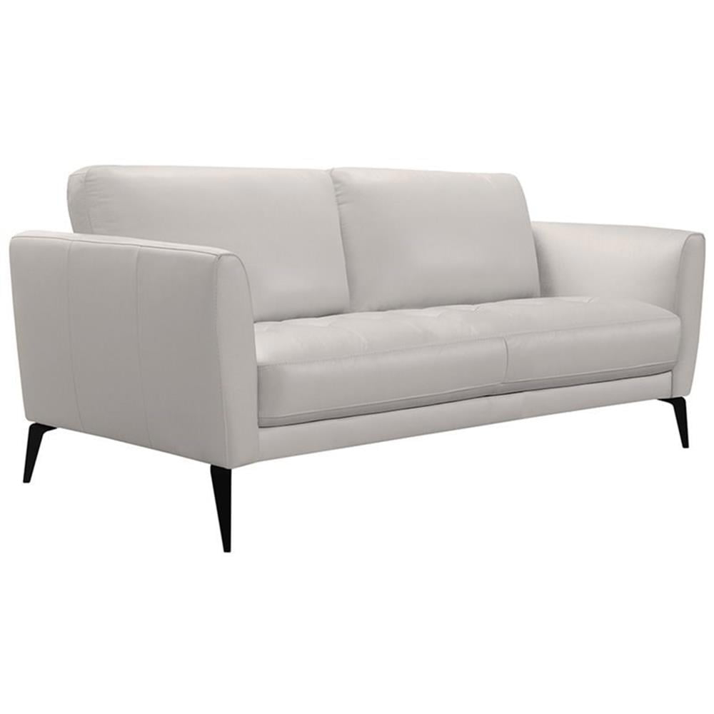 Natural Greige Modern Leather And Metal Sofa In Dove Gray/Black ... inside Exploring the craftsmanship behind the Vincenza 85 inch dark brown leather sofa