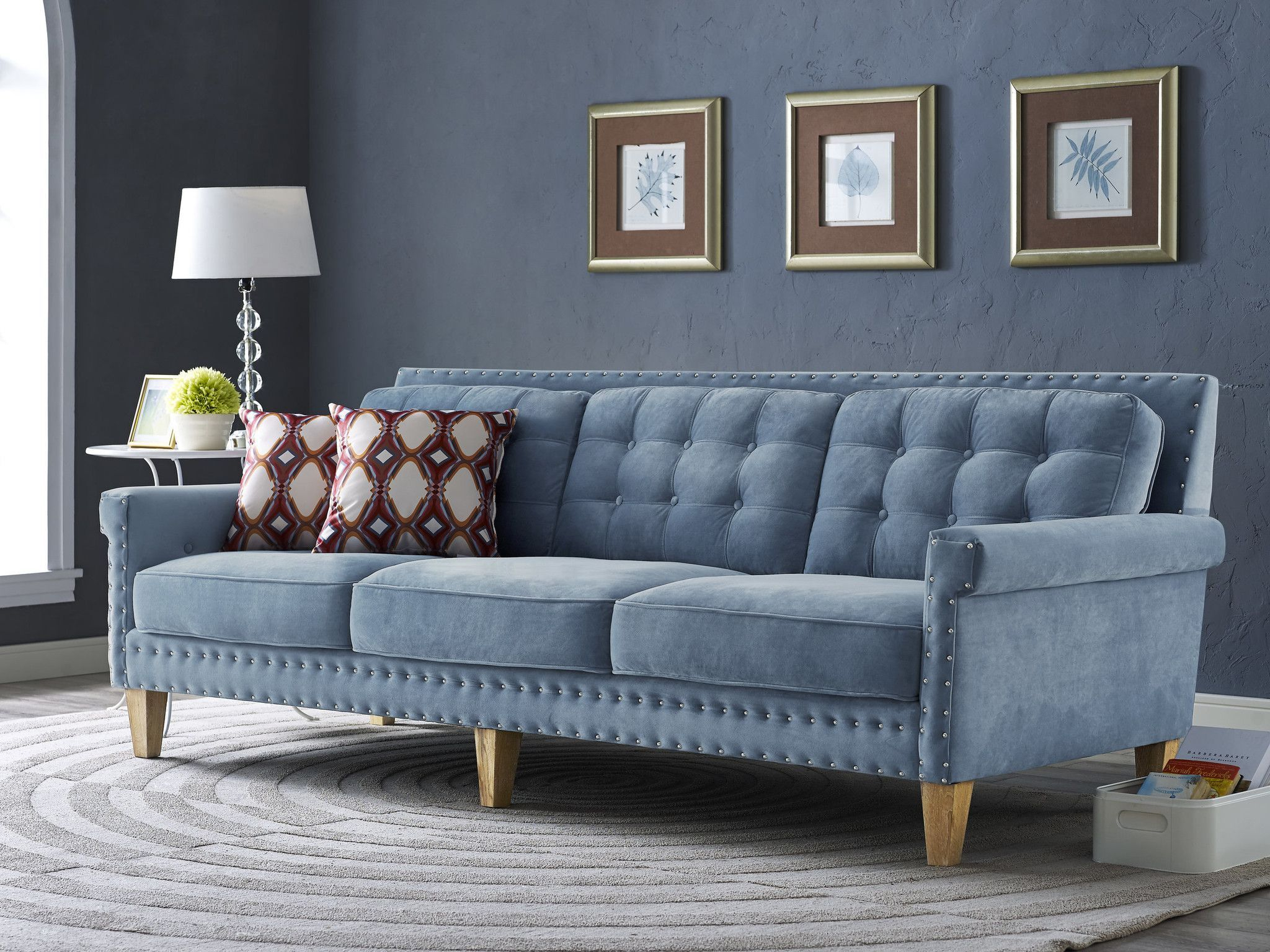 Navy Blue Velvet Sofa Ideas At Dean Metoyer Blog within 77.2"W Transitional Sofa, 3 Seats, Navy