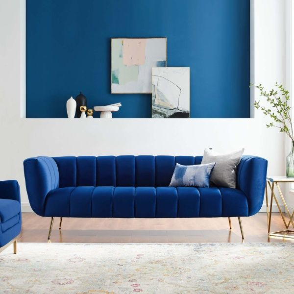 Navy Channel Tufted Performance Velvet Sofa By Modway intended for Understanding the Art of Tufted Velvet Upholstery in Modern Living Spaces