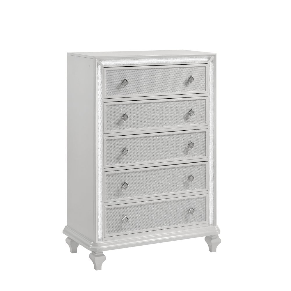 New Classic Furniture Stardust Wood 5-Drawer Chest, White - Walmart.com inside Building Better Organization Through Thoughtful Furniture Choices