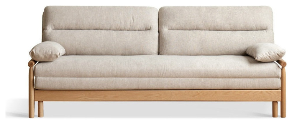 North American Oak Solid Wood Sofa Bed Sleepers Sofa - Midcentury ... for Oak Solid Wood Sofa, Fabric, (Log Color) (Two Colors Of Genuine Leather Available) 86.2X37.4X31.8 Inch