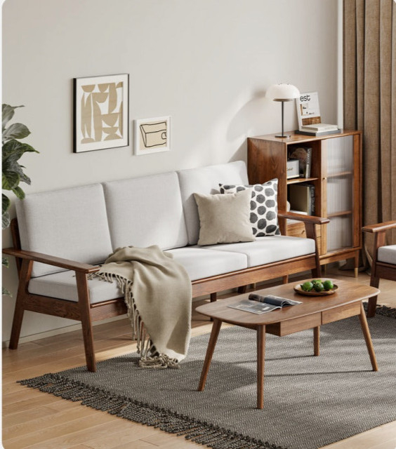 Oak Solid Wood Sofa Walnut Color - Transitional - Sofas - By Gvawood ... in Oak Solid Wood Sofa Walnut Color, Beige 94.5X31.5X32.7"