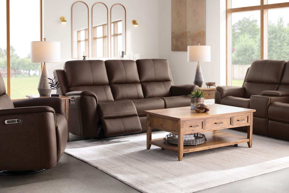 Oliver Umber Leather Triple Power Reclining Sofa At Gardner White inside How to care for your Oliver genuine leather sofa white in daily life