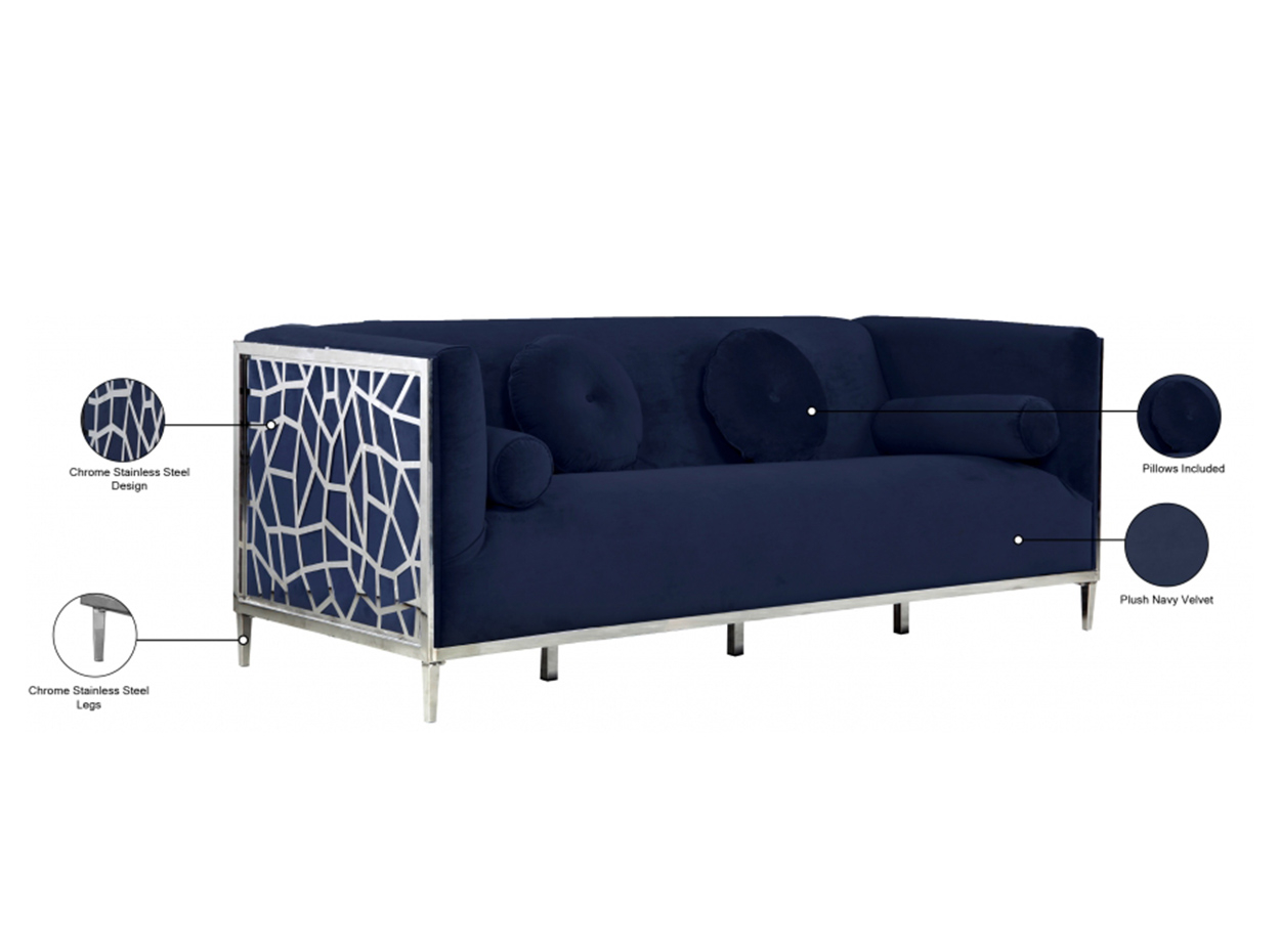 Opal Velvet Sofa By Meridian - Mig Furniture regarding Opal Velvet Upholstered Sofa, Navy