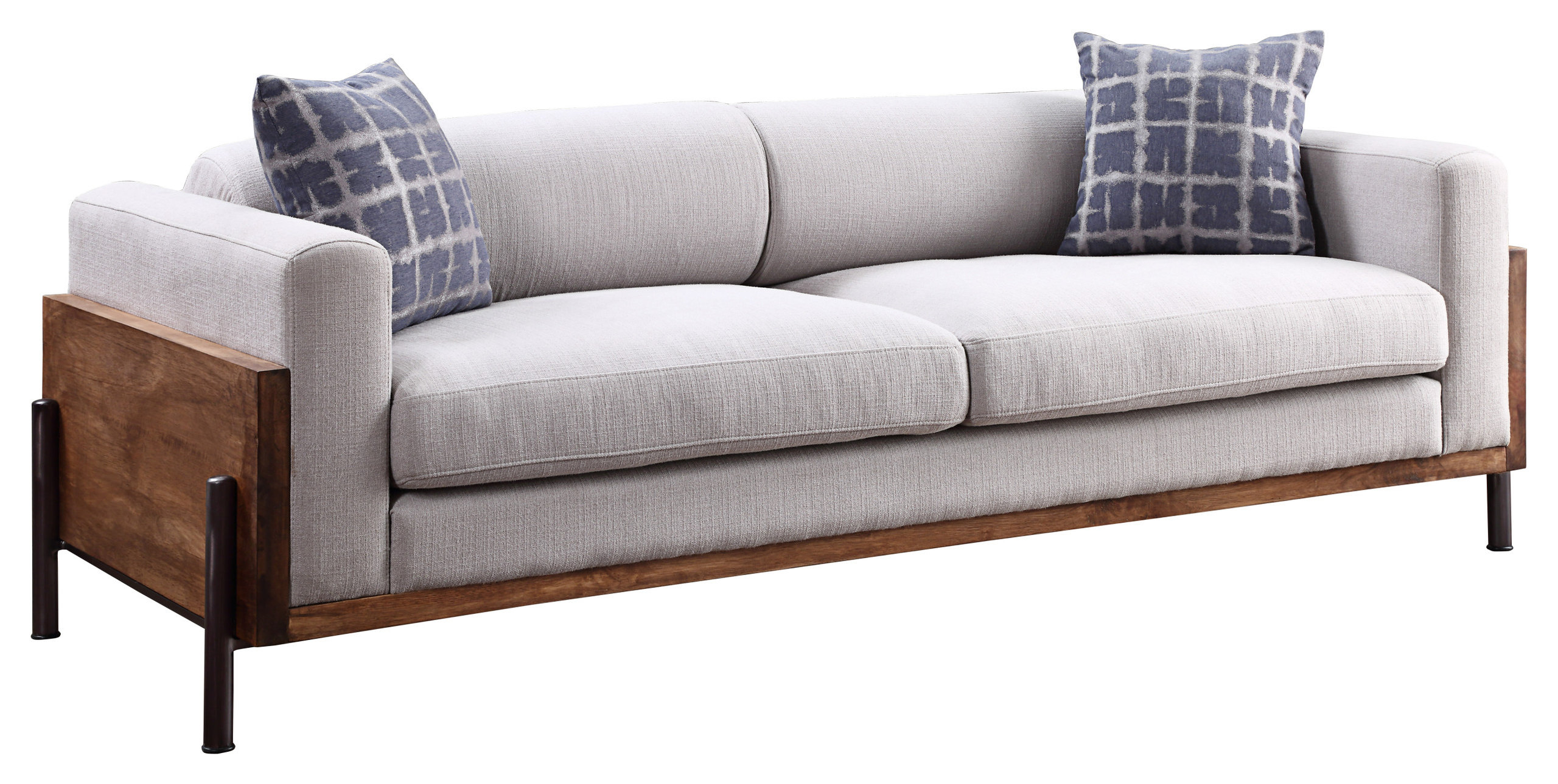 Maximizing Comfort and Style with Pelton Sofa With Pillows Fabric and Walnut Upholstery