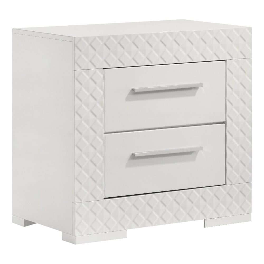 Pemberly Row 2-Drawer Contemporary Wood Nightstand White High Gloss ... for Pemberly Row 2-Drawer Contemporary Wood Nightstand In Pearl White