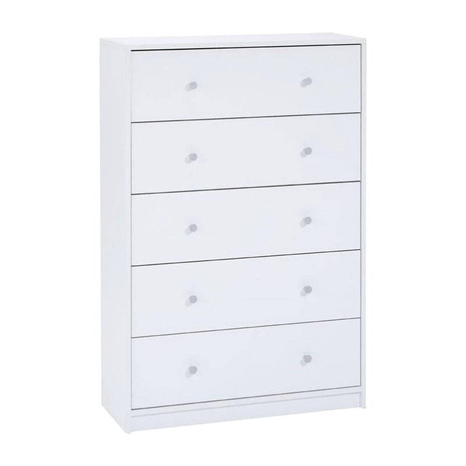 Pemberly Row 5 Drawer Chest In White, Contemporary Style, Ample Storage ... with Building Better Organization Through Thoughtful Furniture Choices