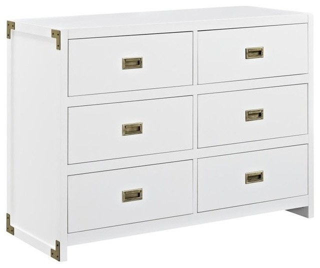 Pemberly Row 6 Drawer Dresser In Classic White - Transitional ... pertaining to Understanding Pemberly Row's 6-Drawer Traditional Wood Chest