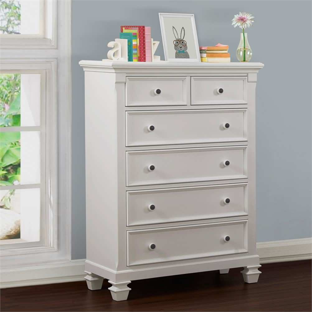 Pemberly Row 6-Drawer Traditional Wood Chest In Pure White Finish ... pertaining to Pemberly Row 6-Drawer Traditional Wood Chest In Pure White Finish