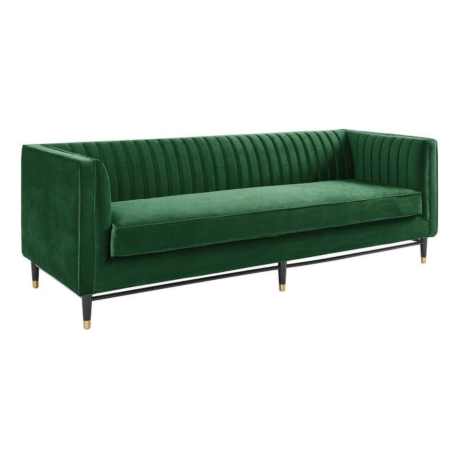 Pemberly Row Channel Tufted Performance Velvet Sofa In Emerald Green ... with Camber Channel Tufted Performance Velvet Sofa, Emerald