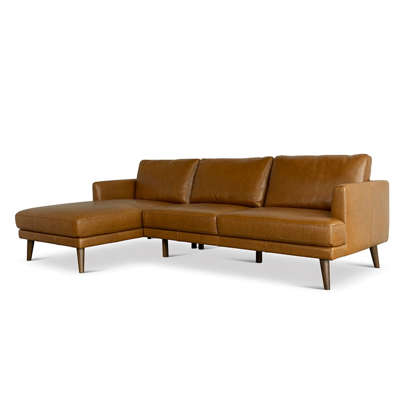 Pemberly Row Mid-Century L-Shaped Genuine Leather Left-Facing Sectional ... with regard to Interior Design Trends Influenced by Pemberly Row's Mid-Century Leather Sectional
