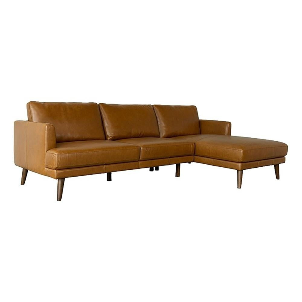 Pemberly Row Mid-Century Wide-Seat Top Grain Leather Right-Facing ... for Interior Design Trends Influenced by Pemberly Row's Mid-Century Leather Sectional