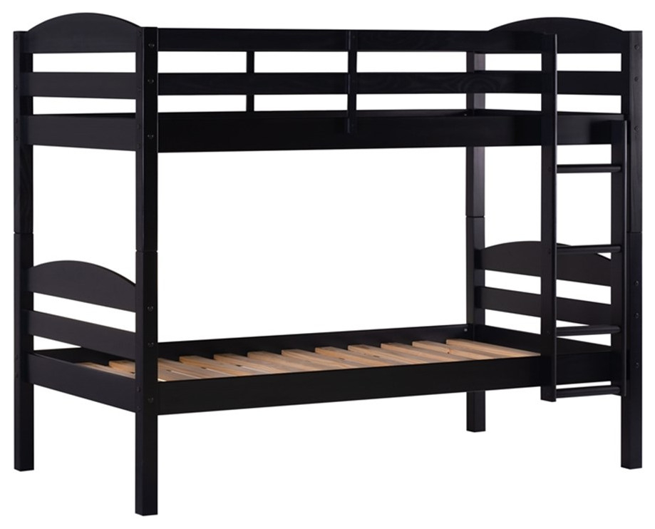 Pemberly Row Transitional Twin-Over-Twin Solid Wood Bunk Bed Frame In ... in Creating safe sleeping arrangements with twin over twin wooden bed frames