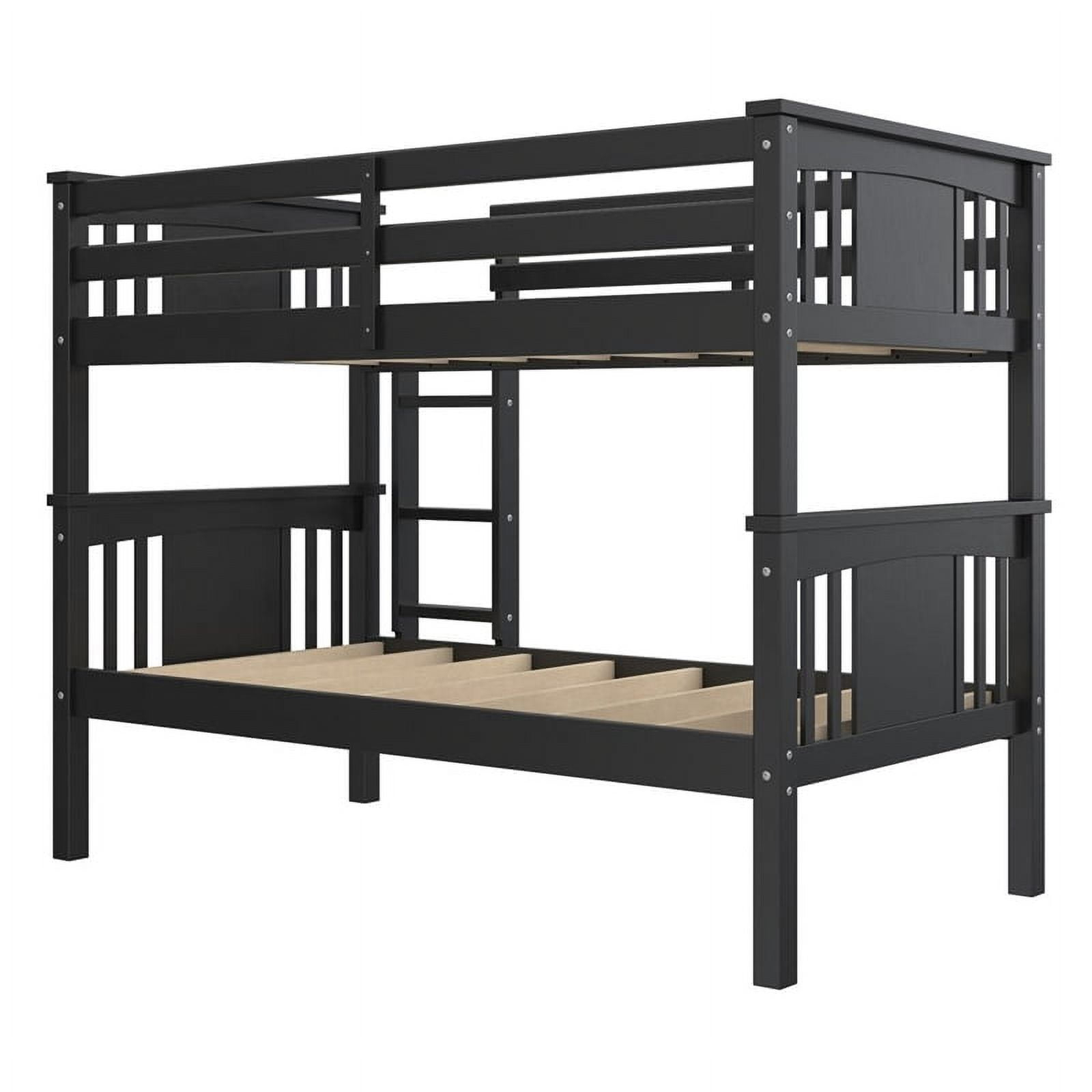 Pemberly Row Transitional Twin Over Twin Wood Bunk Bed For Kids In ... regarding Creating safe sleeping arrangements with twin over twin wooden bed frames