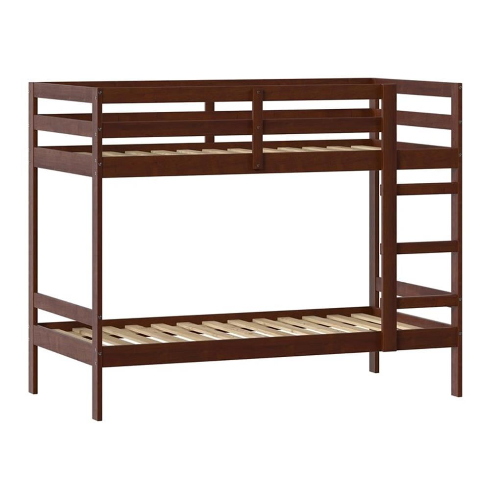 Pemberly Row Twin Over Twin Simple Solid Wood Bunk Bed - Espresso ... with Pemberly Row Sturdy Wood Twin Over Full Size Bunk Bed In Espresso