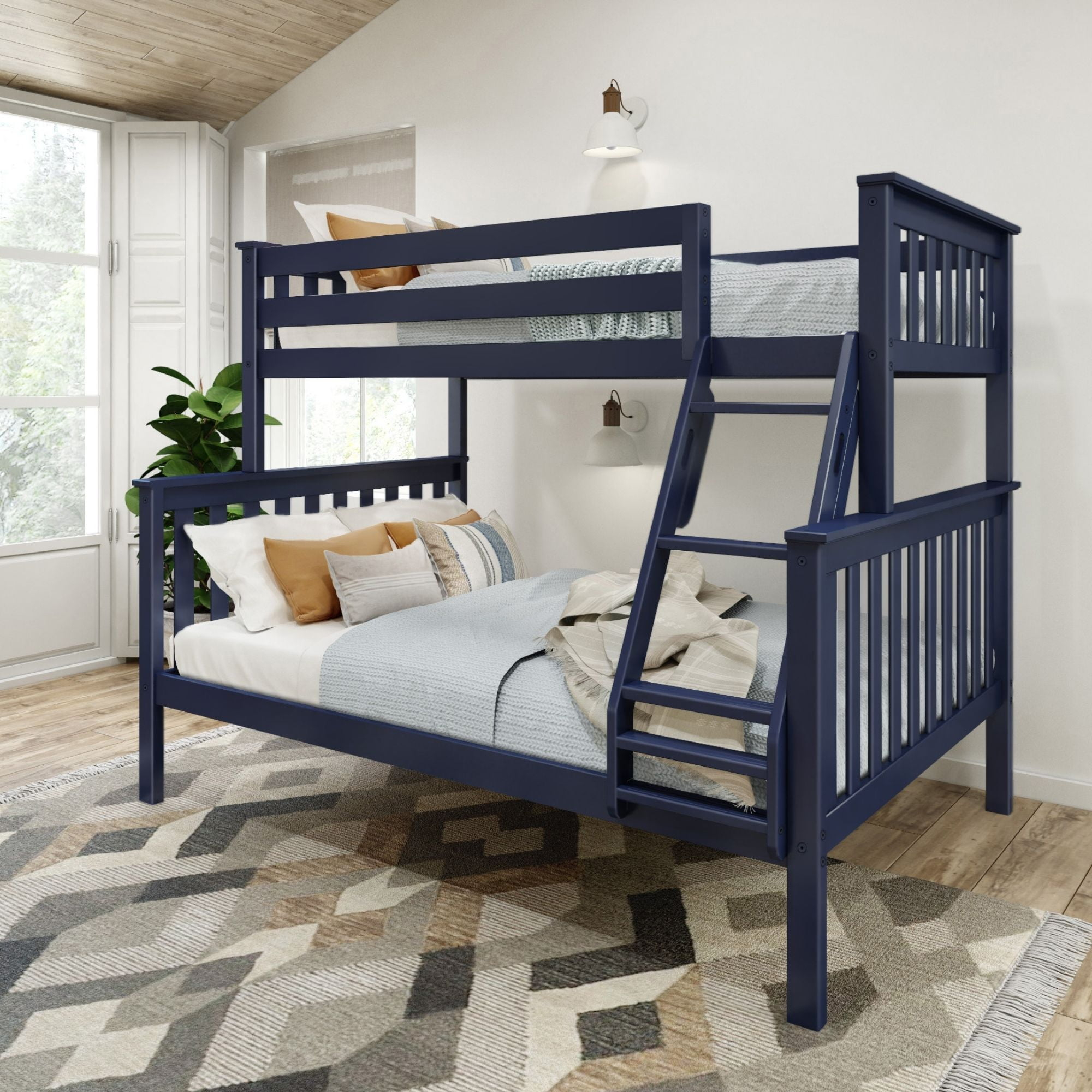 Plank+Beam Solid Wood Twin Over Full Bunk Bed, Versatile Top, Easy Take ... pertaining to Understanding the Appeal of Modern Wooden Bunk Beds in Contemporary Bedrooms