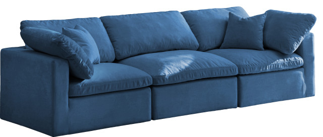 Plush Velvet / Down Standard Comfort Modular Sofa, 3-Piece: 1 Armless ... within Exploring the craftsmanship behind premium velvet and down seating