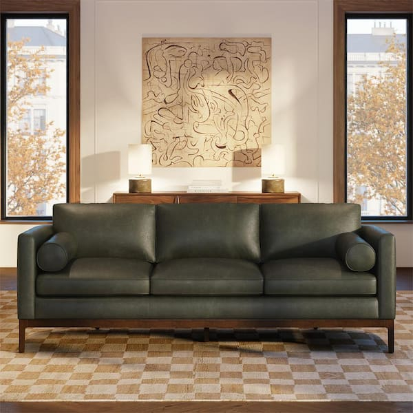 Poly And Bark Toscano 89 In. Square Arm Leather Rectangle Sofa In ... throughout Exploring the Design Philosophy Behind Poly and Bark Furniture