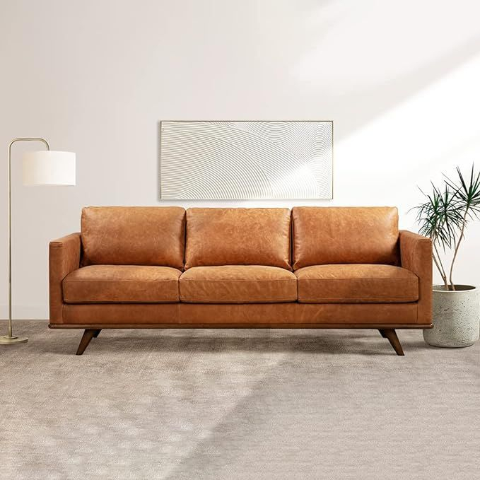 Poly & Bark Nolita 85" Sofa In Full-Grain Pure-Aniline Italian Tanned ... in Poly And Bark Nolita Sofa, Cognac Tan