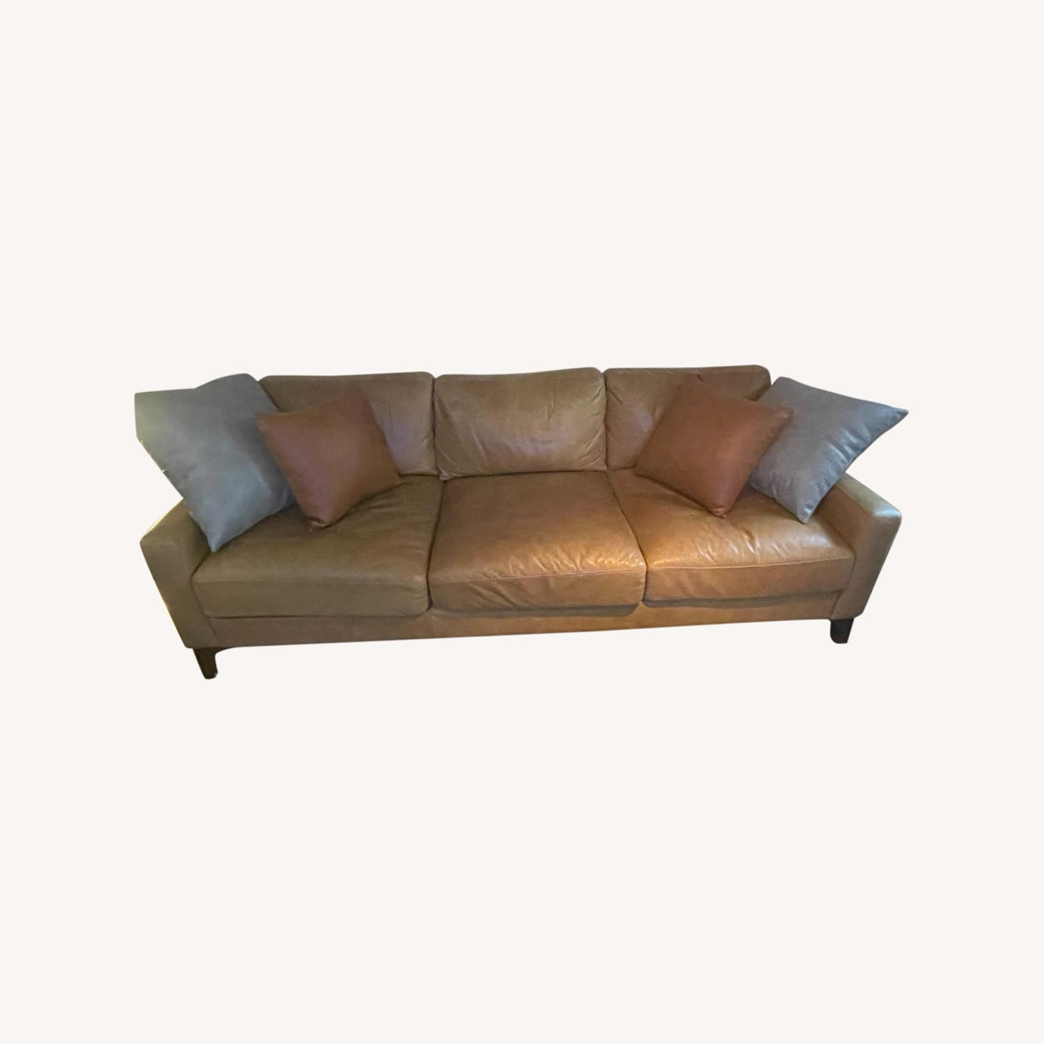 Poly & Bark Sorrento Tan Leather Sofa - Aptdeco intended for How to Maintain Your Poly and Bark Sorrento Sofa for Longevity