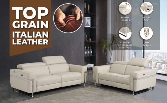 Prato Genuine Italian Leather Modern Sofa - Contemporary - Sofas - By ... regarding Modern Design Meets Traditional Craftsmanship in Prato's White Sofas