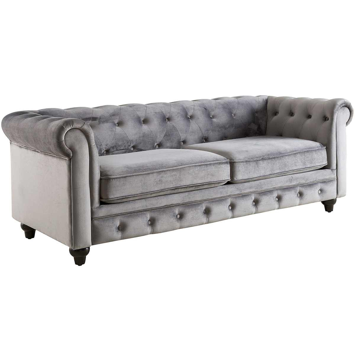 Providence Chesterfield Grey Velvet Tufted Sofa, 79" inside Understanding the Artistry Behind Ken Velvet Tufted Sofa in Opal Gray