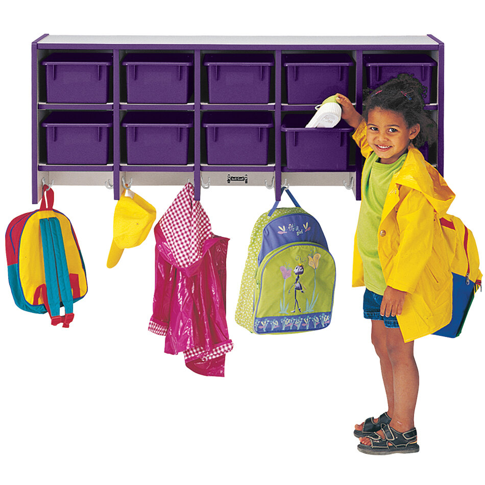 Rainbow Accents 0771Jc004 48" X 15 1/2" X 20" Wall-Mount 10-Cubbie ... throughout Rainbow Accents Toddler 5 Section Coat Locker With Step - With Trays - Purple