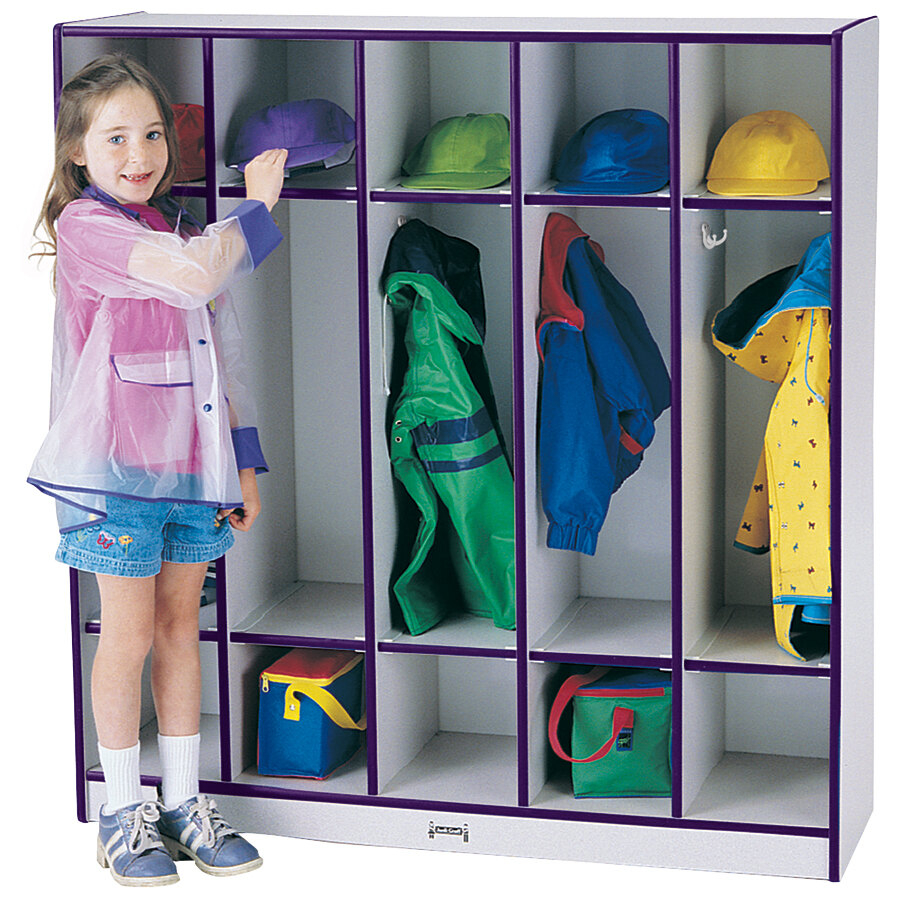 Rainbow Accents 2681Jcww004 48" X 15" X 50 1/2" 5-Section Purple ... with regard to Rainbow Accents Toddler 5 Section Coat Locker With Step - With Trays - Purple