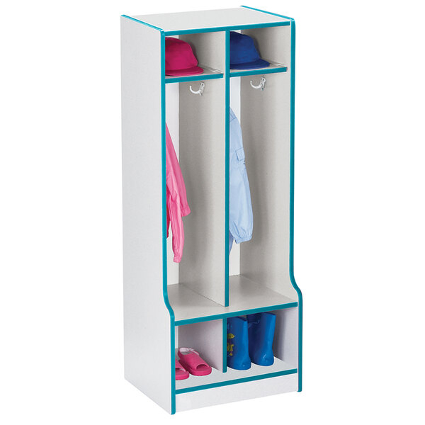 Rainbow Accents 4682Jcww005 20" X 17 1/2" X 50 1/2" 2-Section Teal ... intended for How Teal Coat Lockers Can Enhance Classroom Organization and Child Independence
