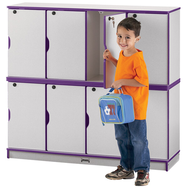Rainbow Accents 4696Jc004 48 1/2" X 15" X 45 1/2" Locking 8-Section ... with Maximizing Space with Rainbow Accents 2 Section Coat Locker with Step - Purple