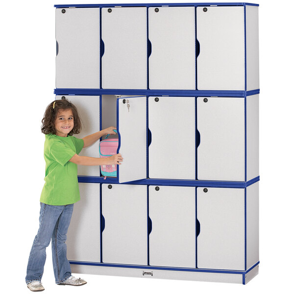 Rainbow Accents 4697Jc003 48 1/2" X 15" X 67" Locking 12-Section Blue ... within Rainbow Accents 4 Section Coat Locker - Blue