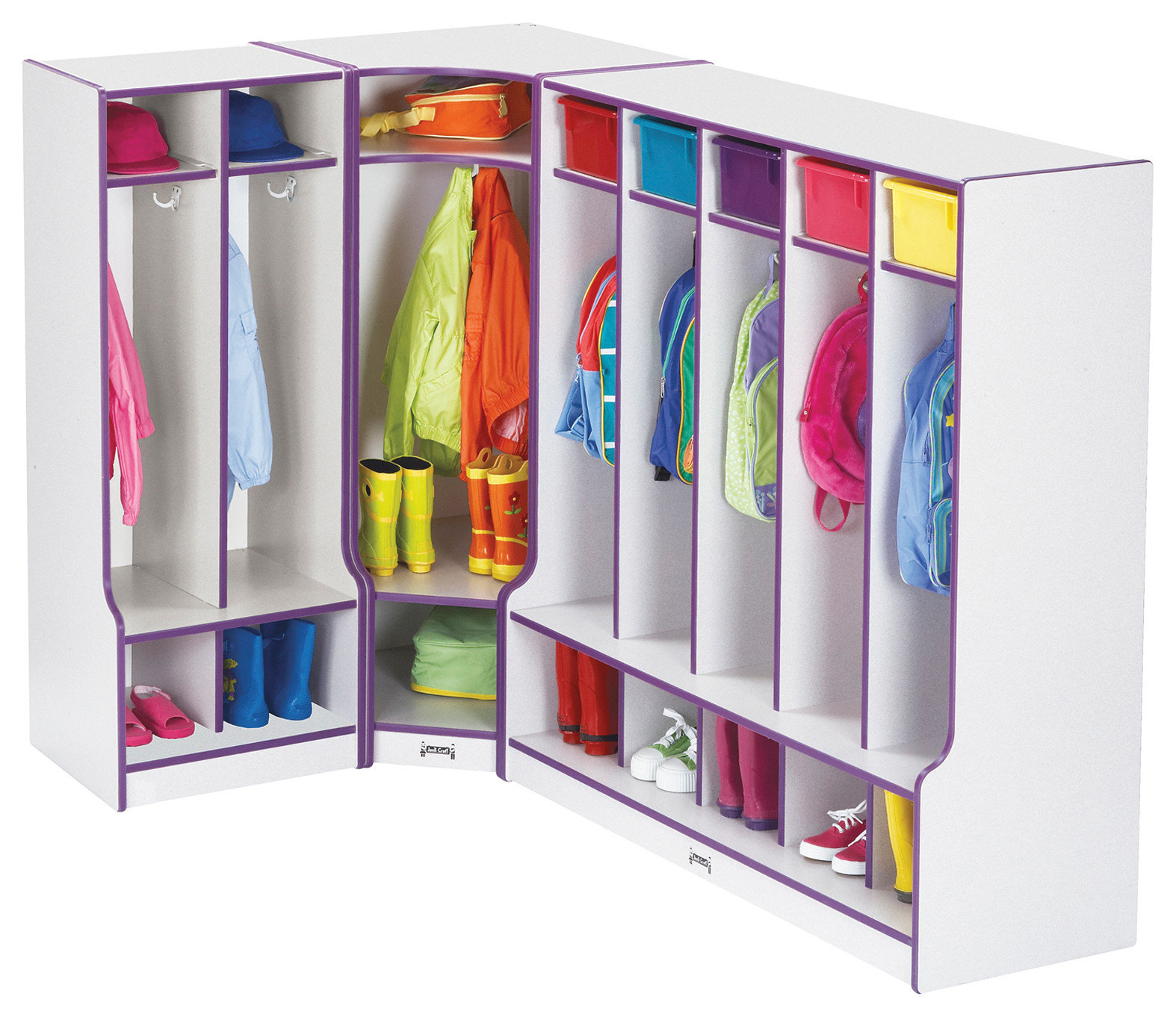 Rainbow Accents 5 Section Coat Locker With Step - Green - Contemporary ... within Rainbow Accents 2 Section Coat Locker With Step - Purple