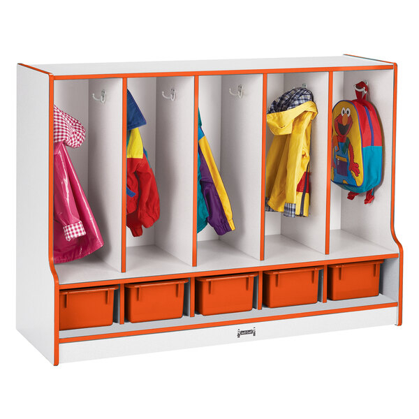 Rainbow Accents 6684Jcww114 48" X 17 1/2" X 35" Toddler-Height 5 ... for Rainbow Accents Toddler 5 Section Coat Locker With Step - With Trays - Purple