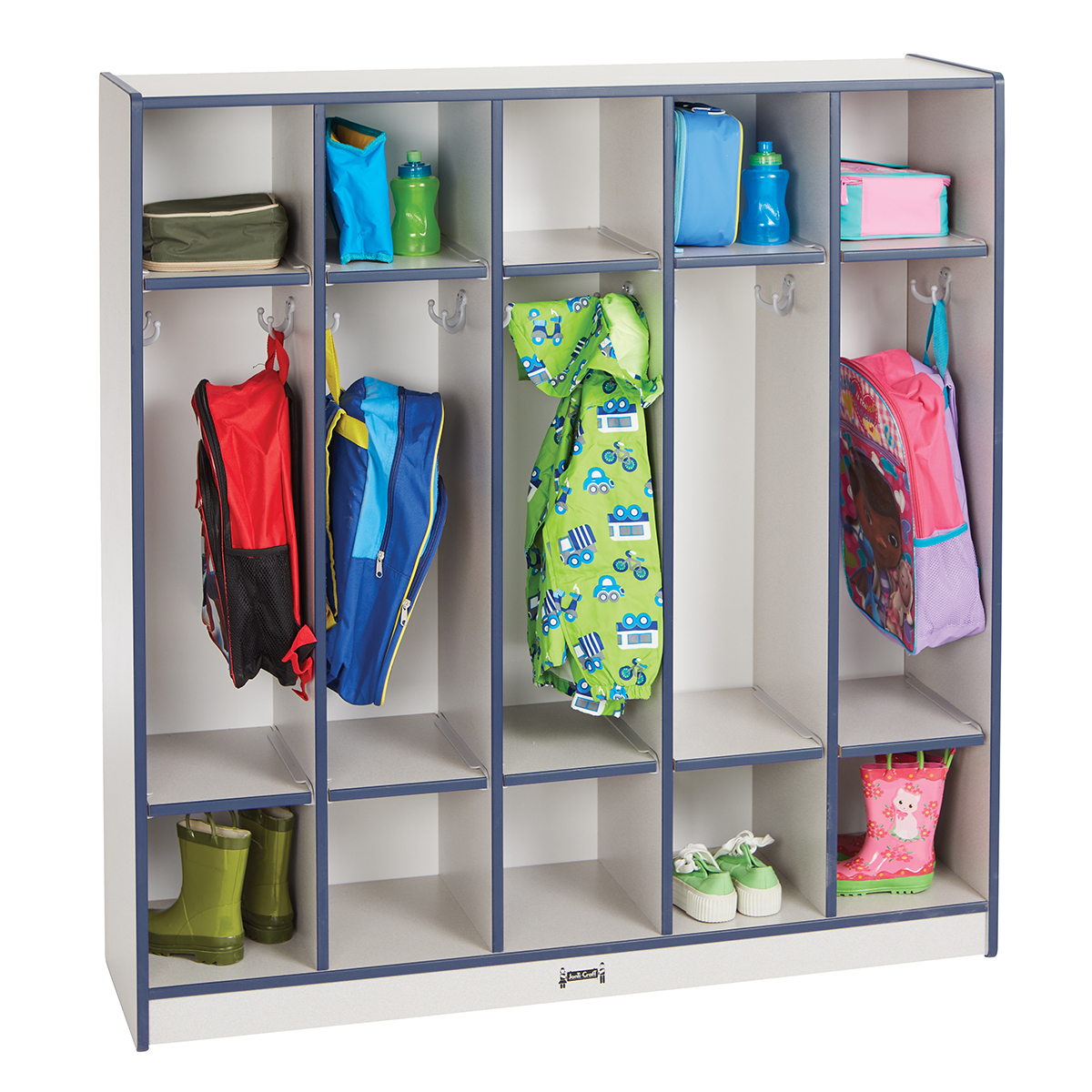 Rainbow Accents Coat Locker - Five Sections | Schools In regarding Rainbow Accents Toddler 5 Section Coat Locker With Step - Without Trays - Black
