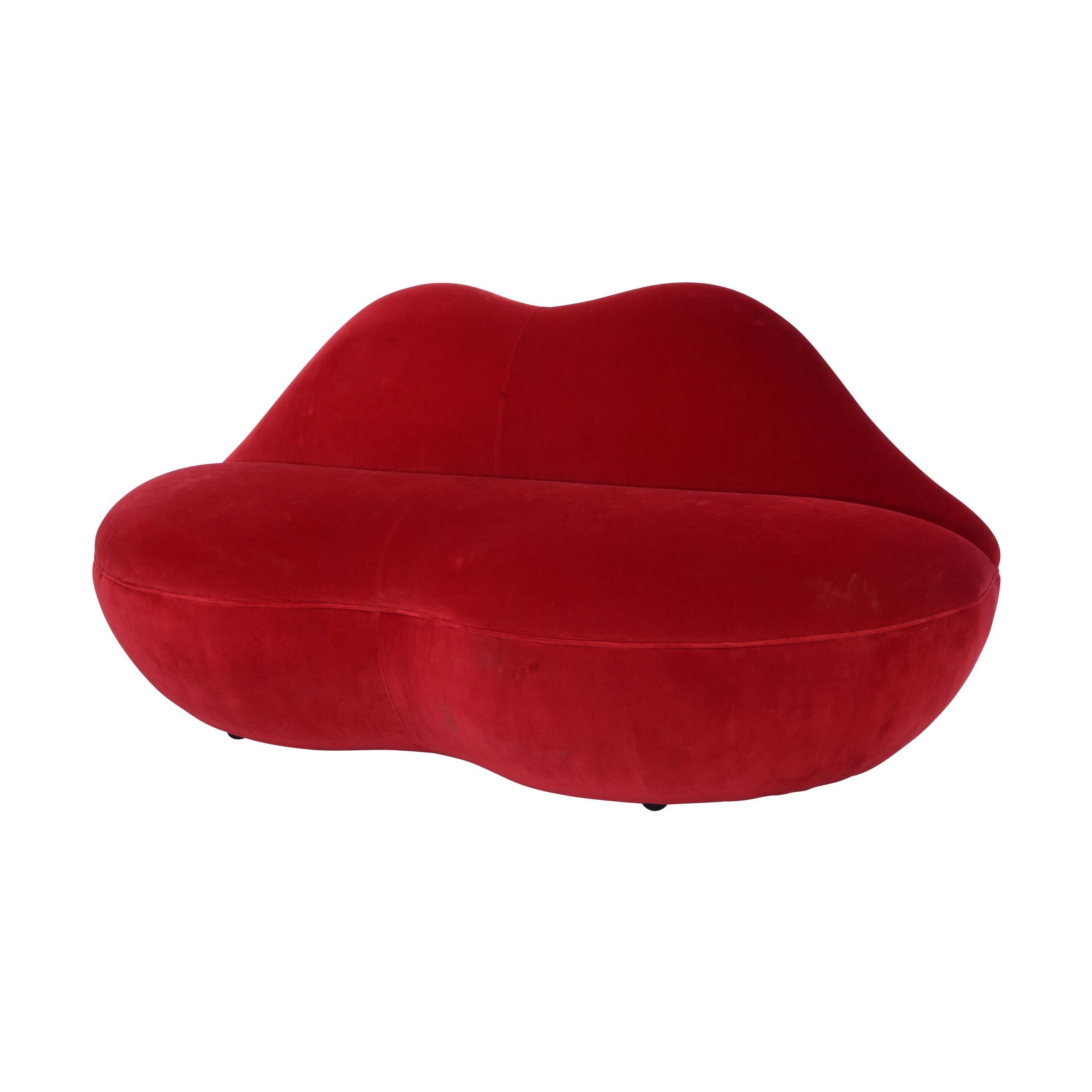 Red Velvet "Lips" Sofa After Salvador Dali At 1Stdibs | Velvet Lips ... throughout Choosing the Right Gray Upholstered Sofa for Your Home