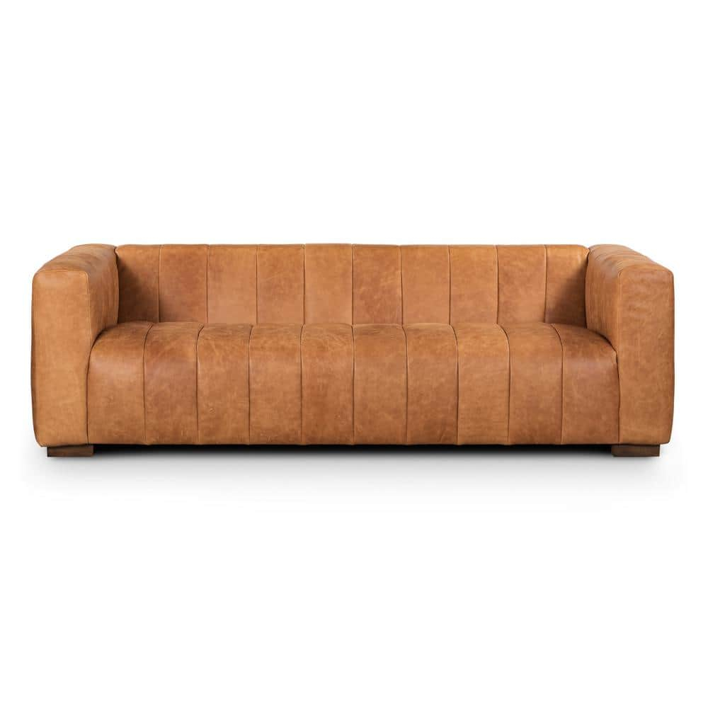 Reviews For Poly And Bark Canale 86 In. Square Arm 3-Seater Sofa In ... regarding Poly And Bark Capa Sofa, Saddle Tan