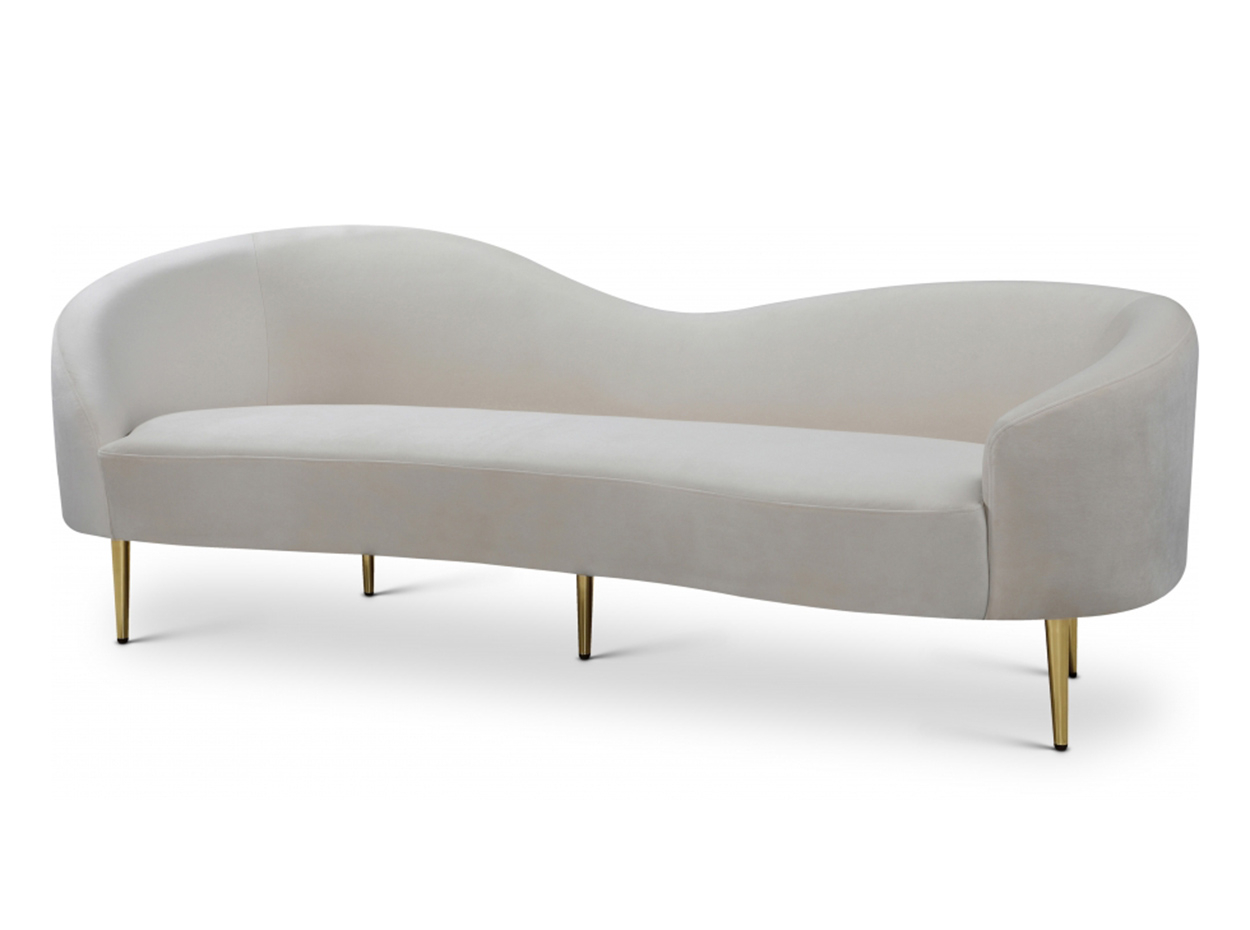 Ritz Velvet Sofa By Meridian - Mig Furniture inside Ritz Velvet Upholstered Sofa, Cream