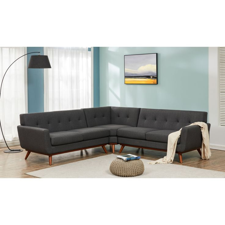 Safavieh Couture Opal Linen Tufted Corner Sectional Sofa | Corner ... regarding Safavieh Couture Camila Sectional, Dark Grey