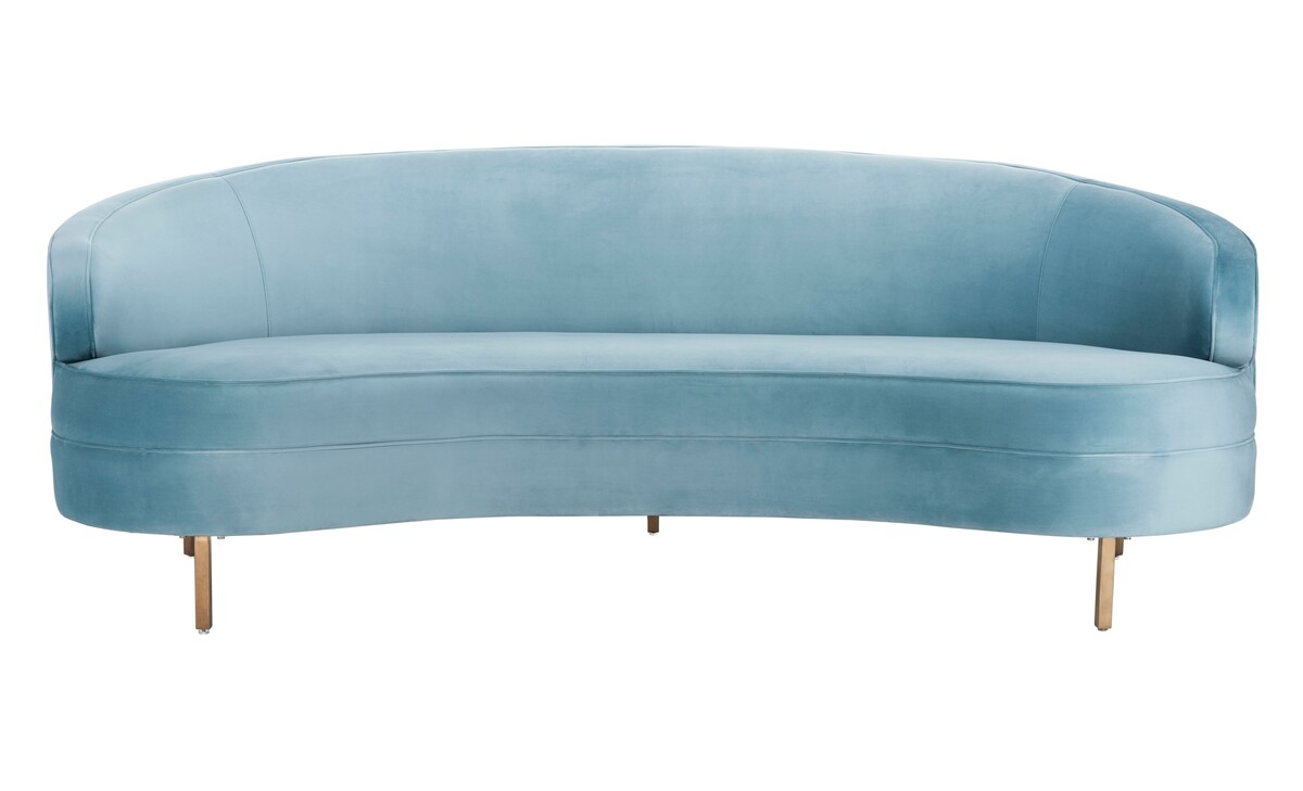 Safavieh Couture - Primrose Boucle Curved Sofa Collection for Exploring the Versatility of Navy Blue in Safavieh Couture Frasier Sofa