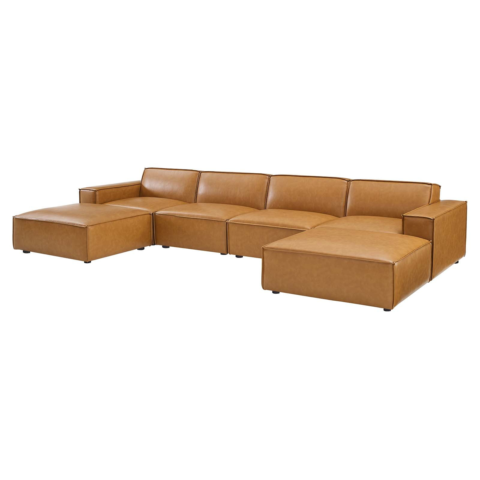 Sectional Sofa Set, Faux Vegan Leather, Tan, Modern Contemporary Urban ... in Designing hospitality spaces that blend comfort and contemporary style