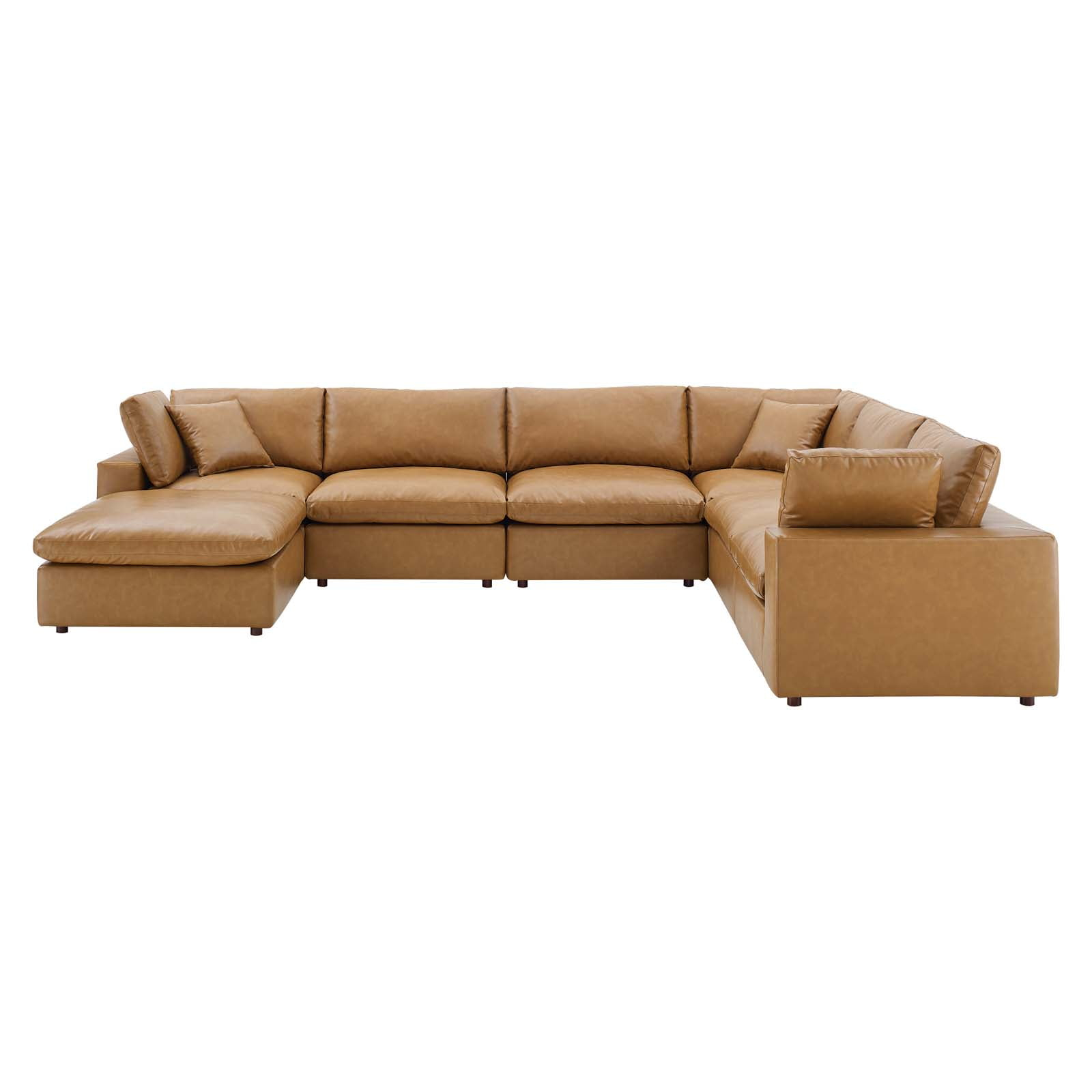 Sectional Sofa Set, Faux Vegan Leather, Tan, Modern Contemporary Urban ... regarding Sofa, Faux Vegan Leather, Gray, Modern, Living Lounge Hotel Hospitality