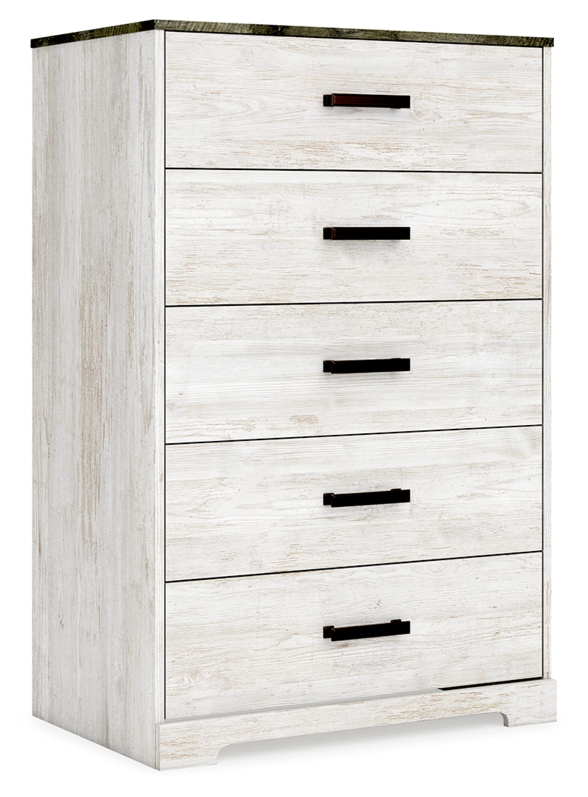 Signature Design By Ashley Shawburn Rustic 5 Drawer Chest Of Smooth ... with Westwood Design Urban Rustic 5-Drawer Transitional Wood Chest In Brushed Wheat