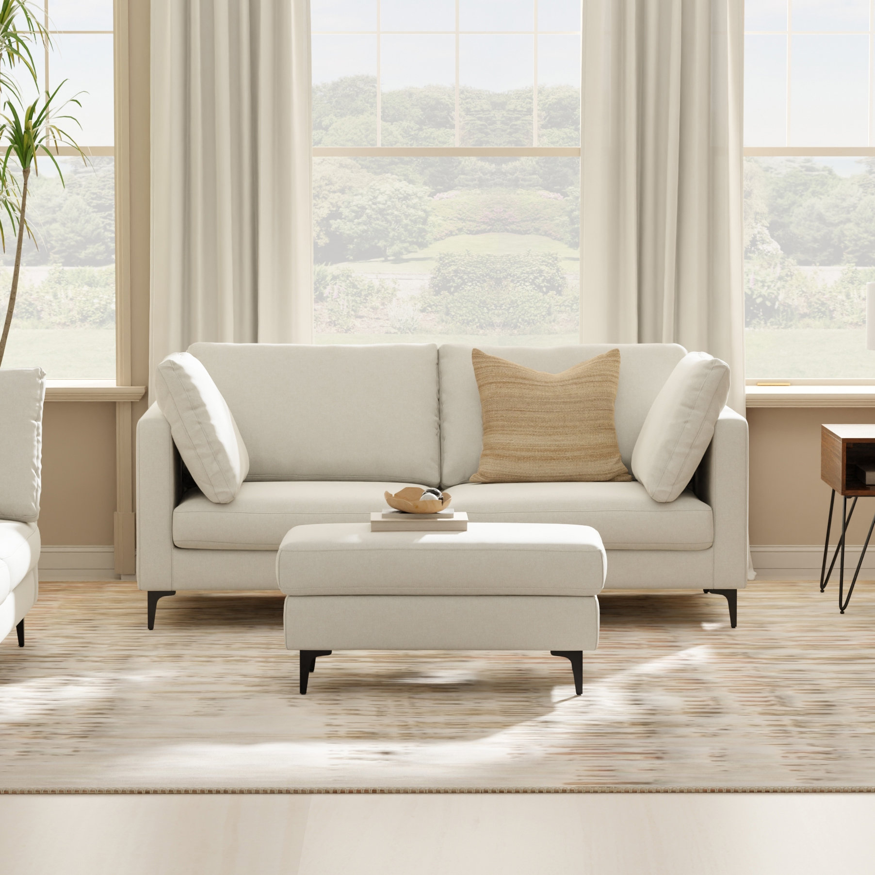 Simpli Home Ava 76-Inch Mid Century Sofa, Performance Fabric Couch For ... pertaining to Ava 76-Inch Sofa In Tightly Woven Performance Fabric