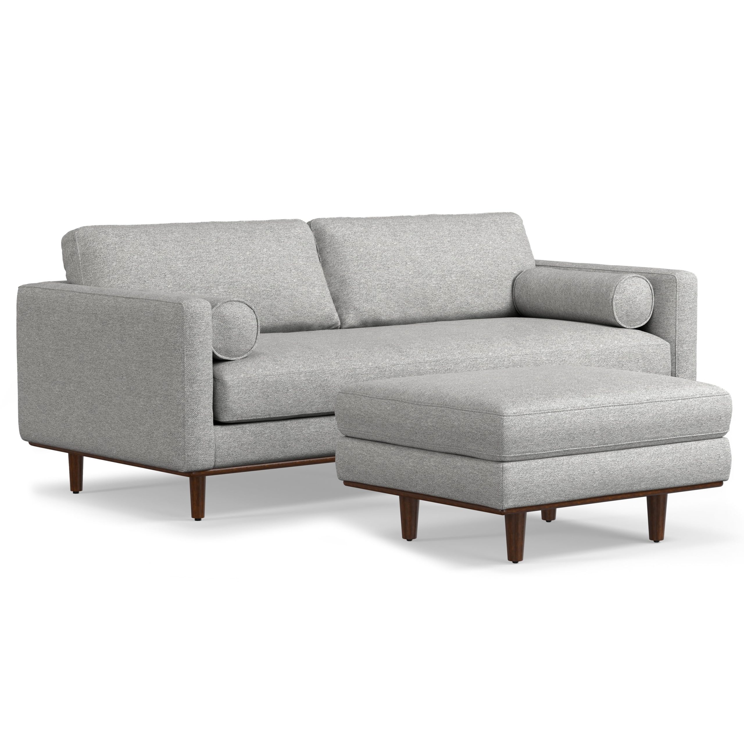 Simpli Home Morrison Mid-Century Modern 89 Inch Wide Sofa With Ottoman ... with regard to Understanding the Durability Benefits of Tightly Woven Performance Fabric