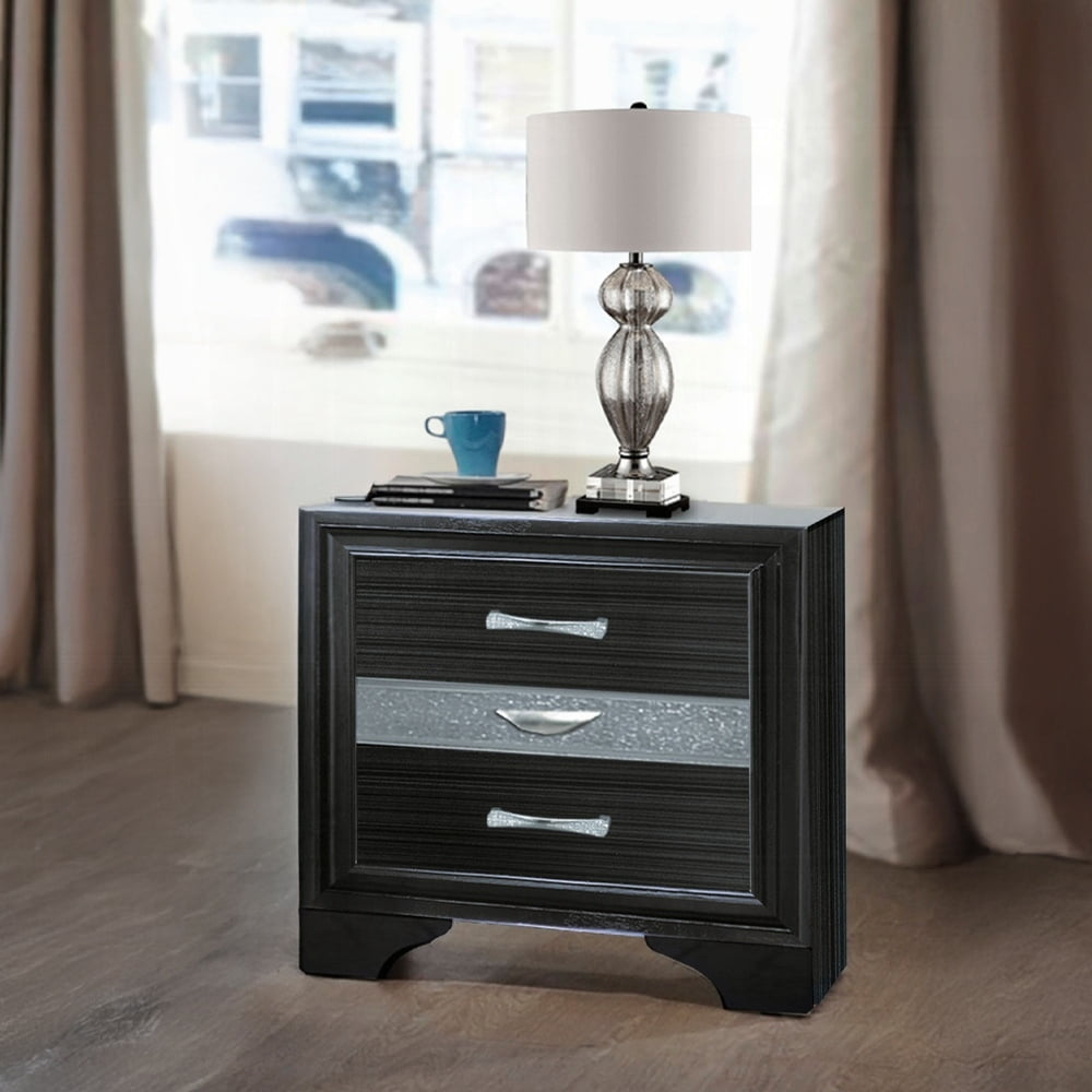 Simply Modern Nightstand Bedside Table, Storage Nightstand With 3 ... for Classic Nightstand, Unique Carved Legs & Felt Lined Storage Drawers