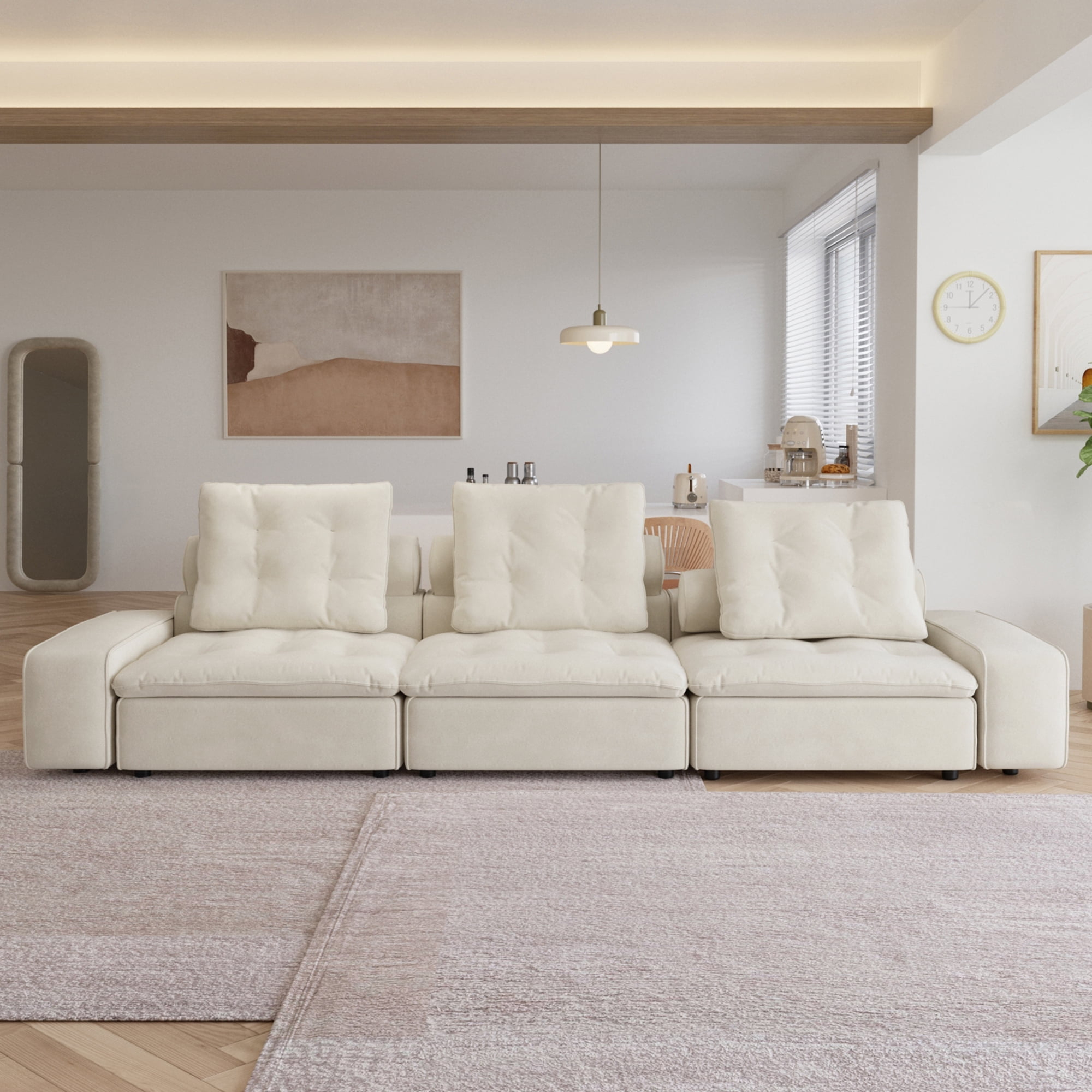 Sodrens 102" Modular Sectional Sofa Cloud Couch,Modern Frosted Velvet ... intended for Color psychology in living room furniture choices
