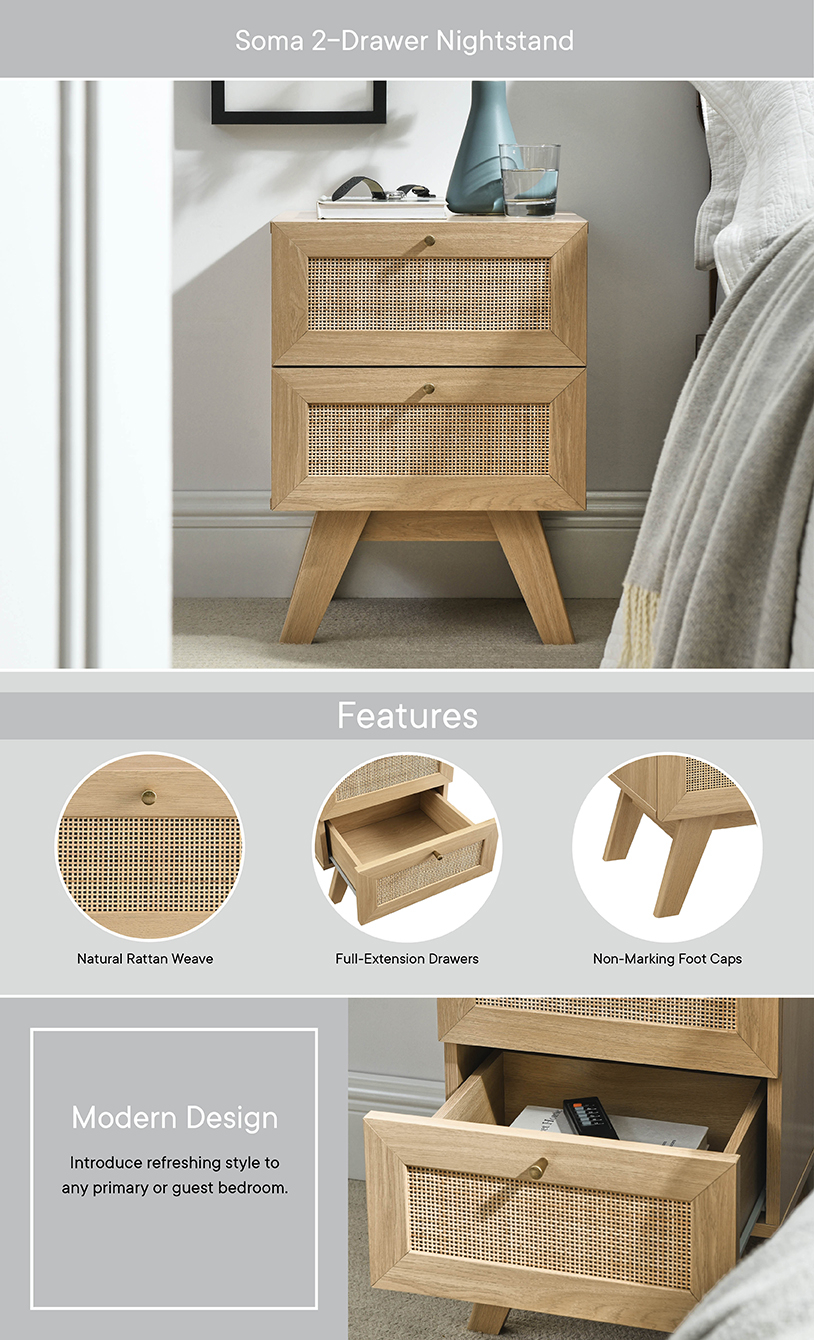 Soma 2-Drawer Nightstand in Exploring the Intersection of Traditional Craftsmanship and Contemporary Materials