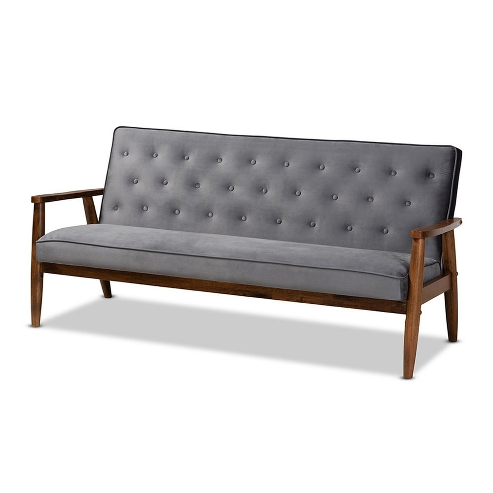 Sorrento Mid-Century Modern Grey Velvet Fabric Upholstered Walnut ... with regard to Exploring Wood Construction Techniques in Contemporary Furniture Design