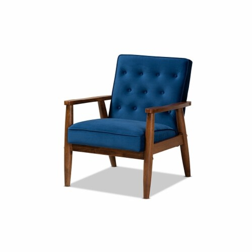Sorrento Mid-Century Modern Navy Blue Velvet Fabric Upholstered Walnut ... inside The Art of Choosing the Perfect 3-Seater Sofa for Your Home